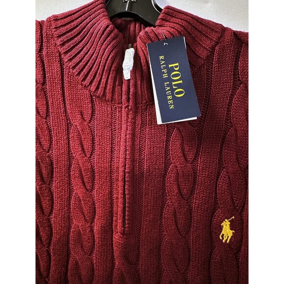 NWT POLO RALPH LAUREN MEN'S sweater XXL Cable-Knit Cotton Quarter-Zip - Picture 8 of 10